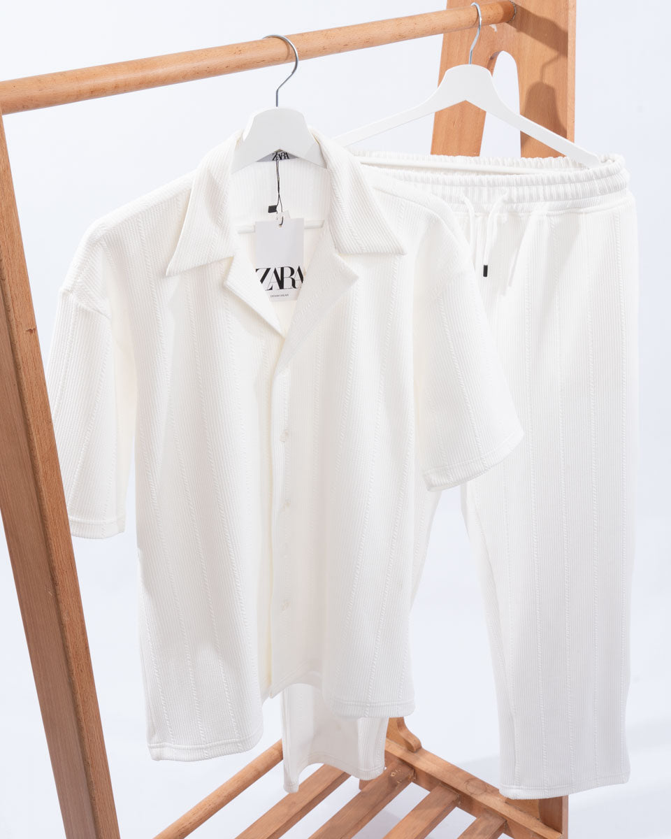Cotton Jacquard Shirt & Pants Set