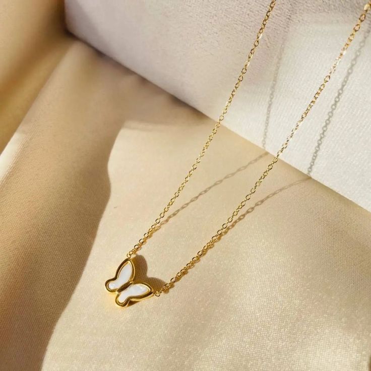 Pure Steel Butterfly Charm Necklace