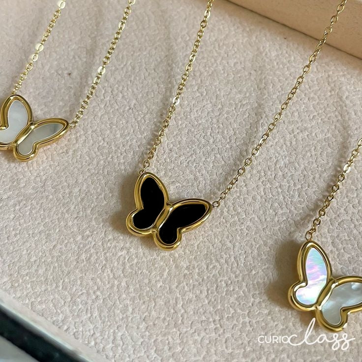 Pure Steel Butterfly Charm Necklace