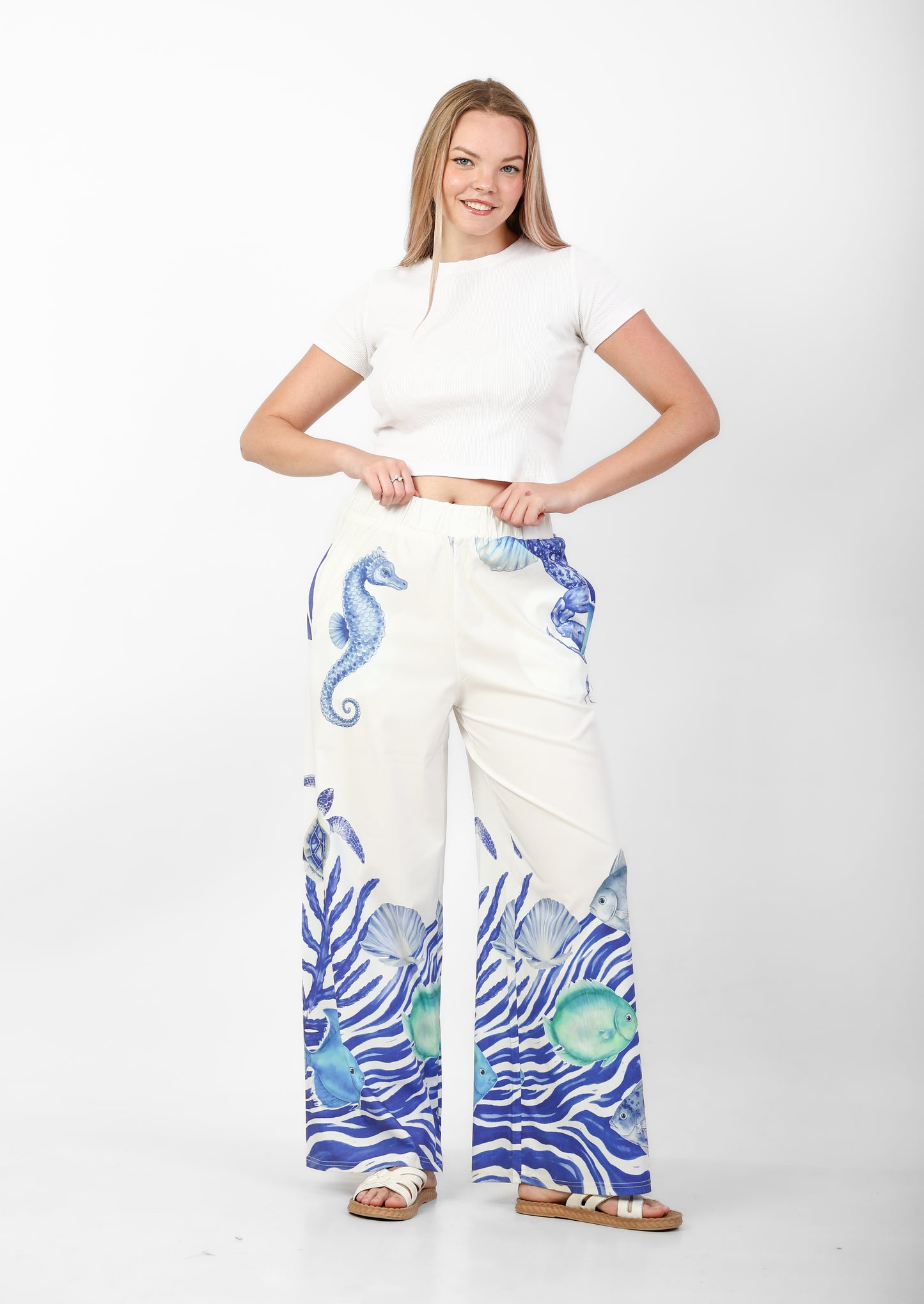 Women's Wide-Leg Printed Pants