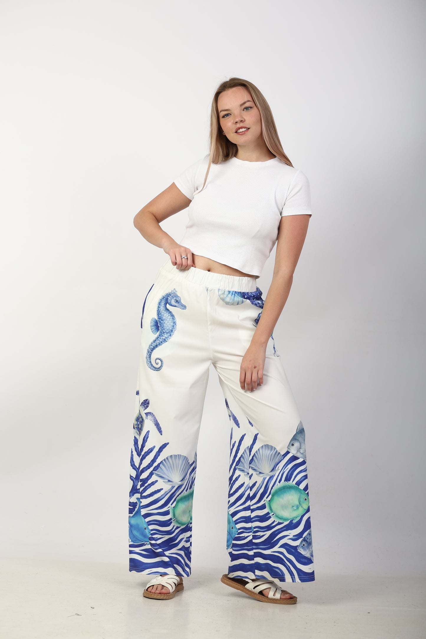 Women's Wide-Leg Printed Pants