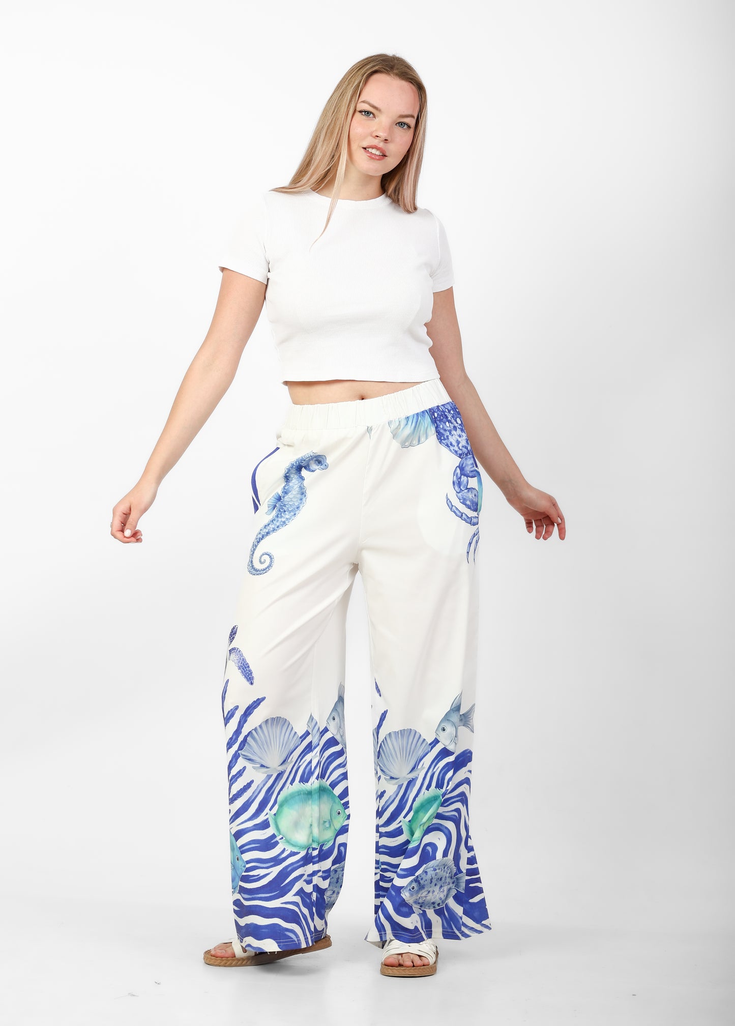 Women's Wide-Leg Printed Pants