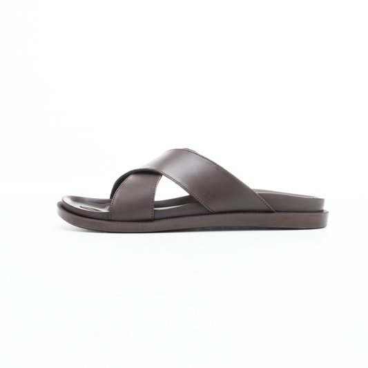 leather crossed strap sandal