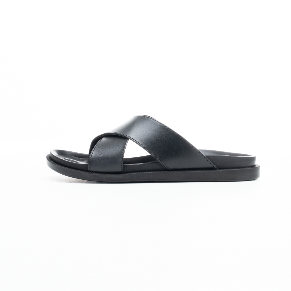 leather crossed strap sandal