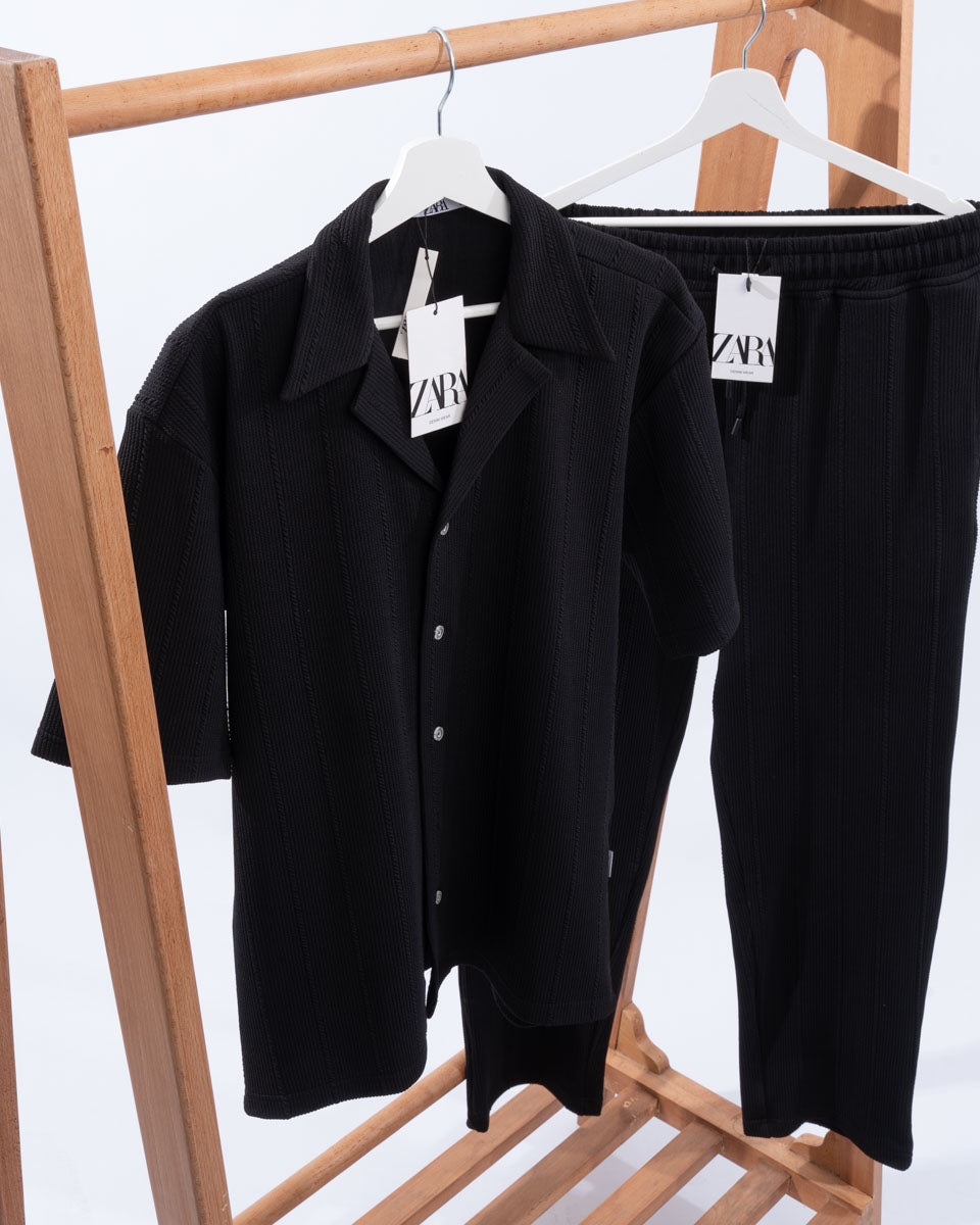 Cotton Jacquard Shirt & Pants Set