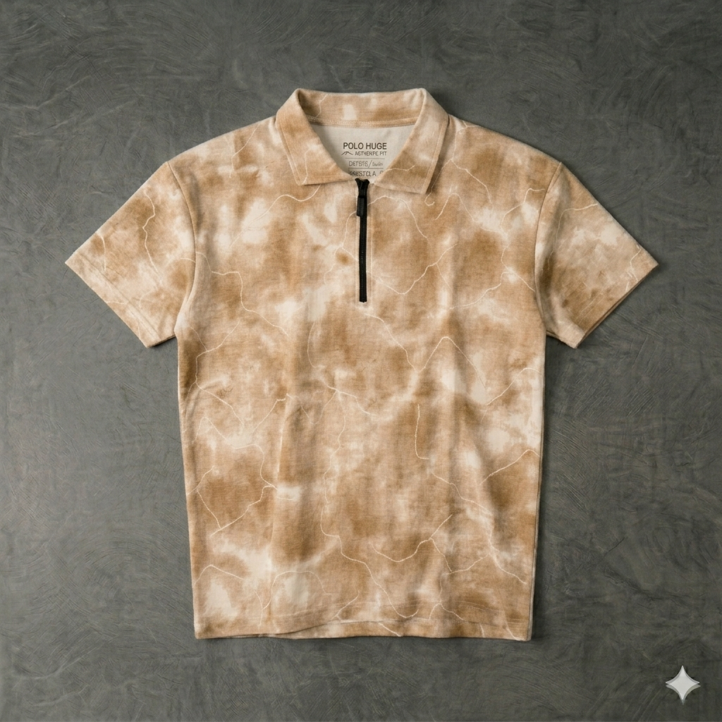 Cotton Half Zip  T-Shirt