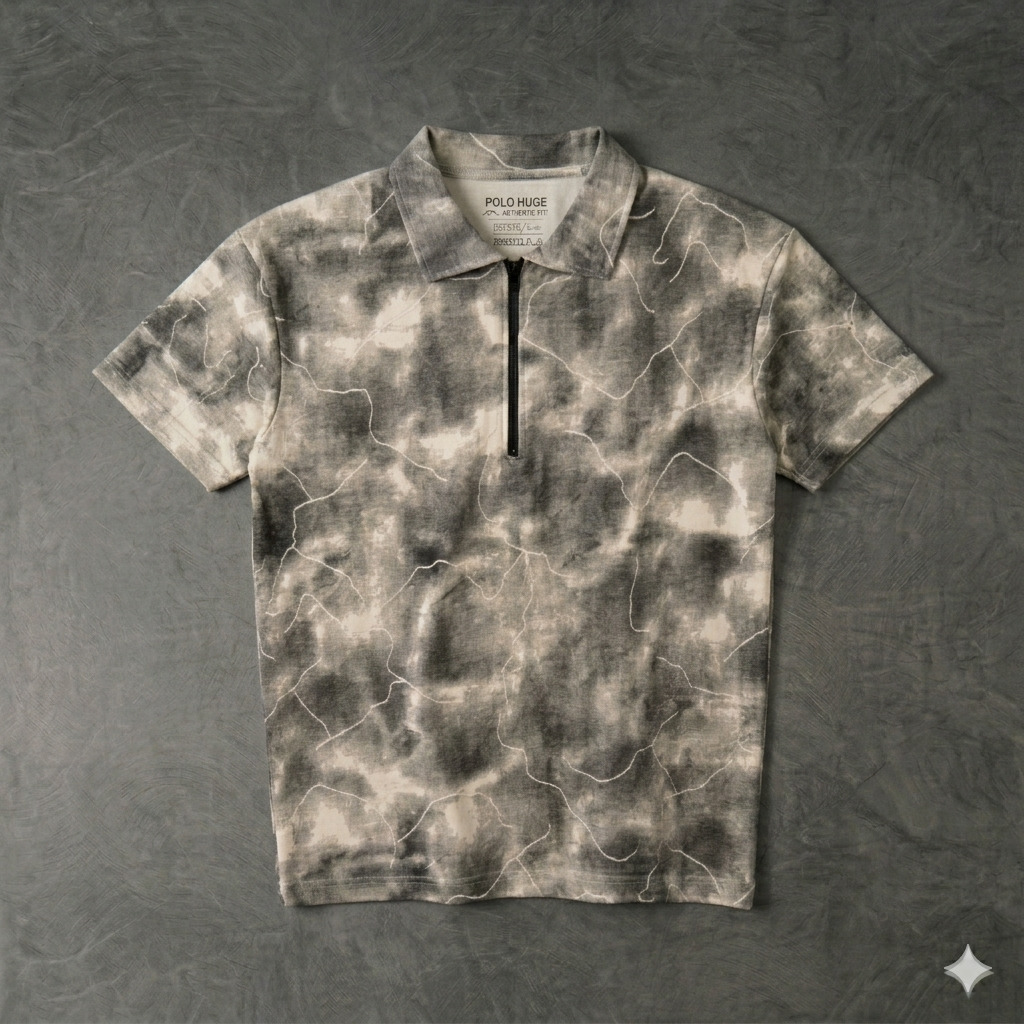Cotton Half Zip  T-Shirt