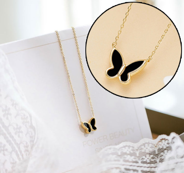 Pure Steel Butterfly Charm Necklace