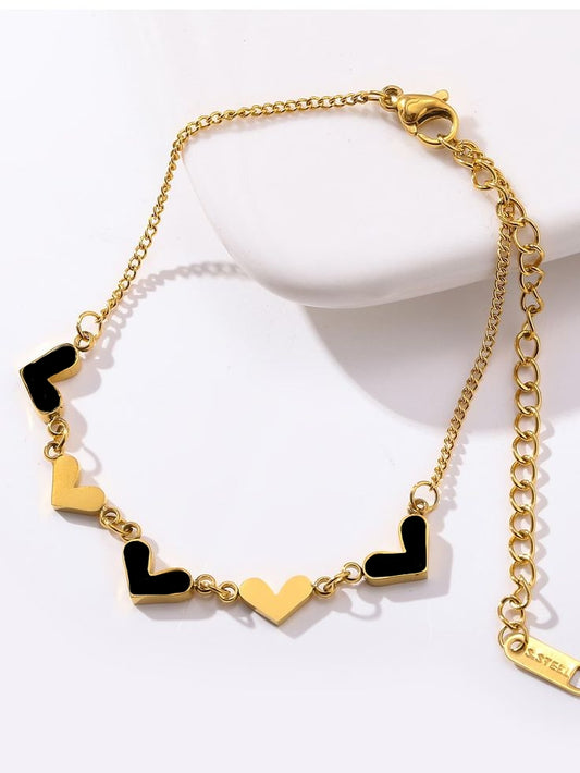 Pure Steel Enamel Heart Bracelet