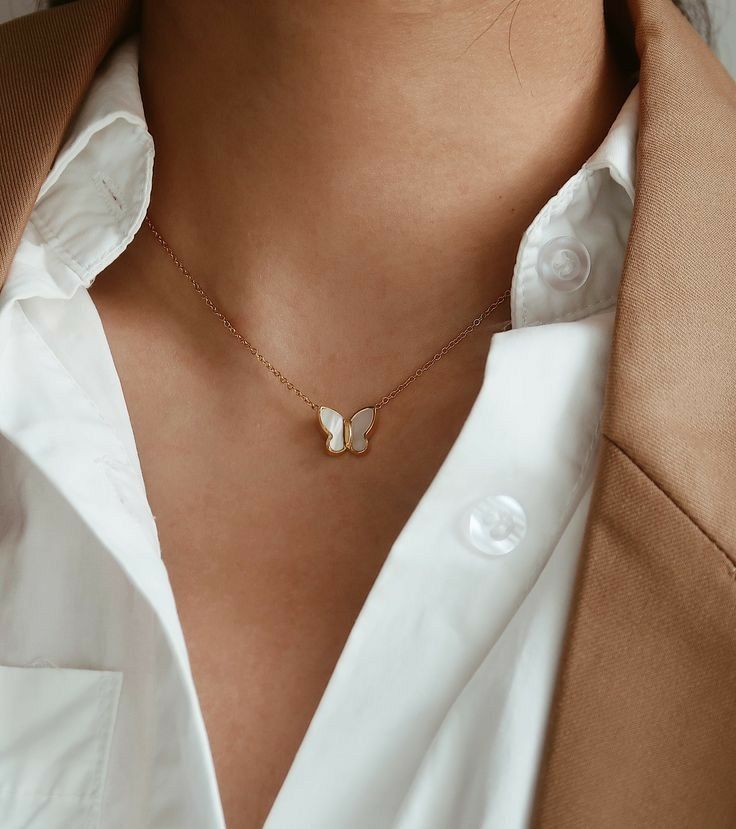 Pure Steel Butterfly Charm Necklace